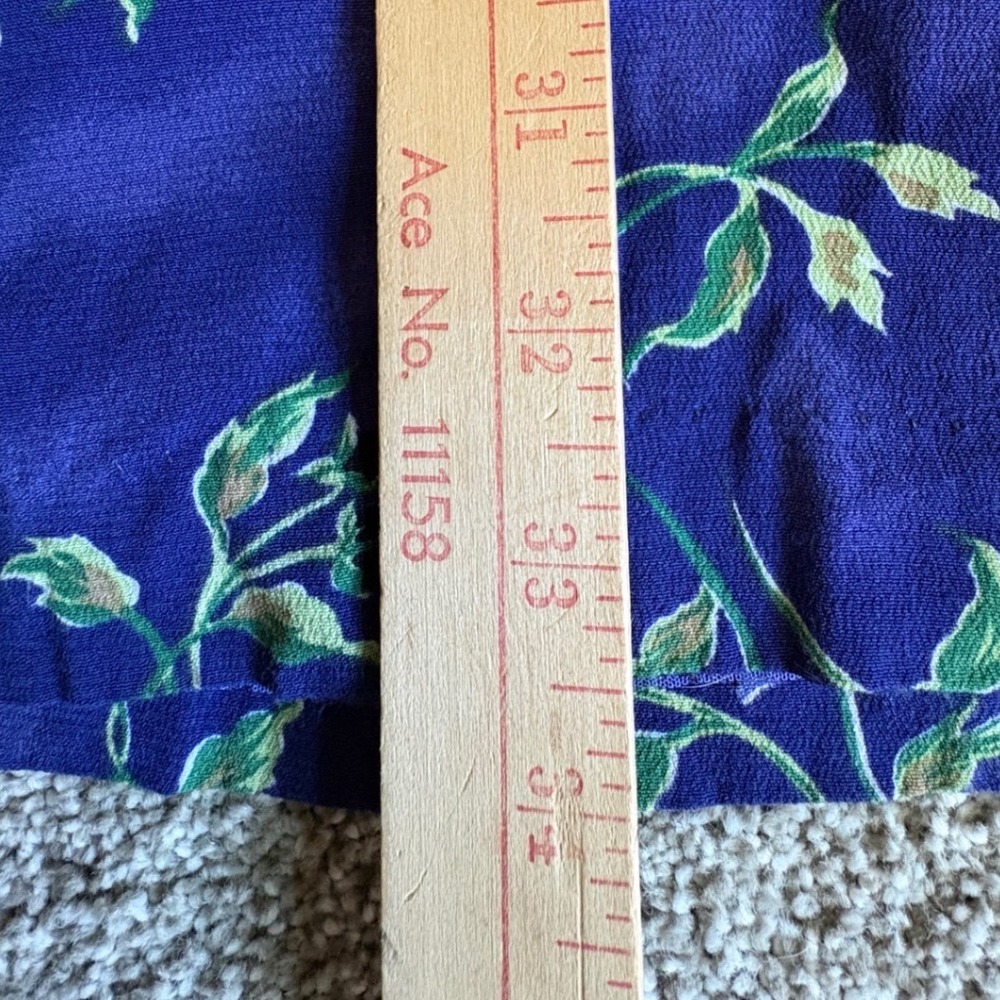 Hunt Club Vintage Floral Pleated Midi Skirt Purple Blue Button Front Size 14 - Picture 8 of 10